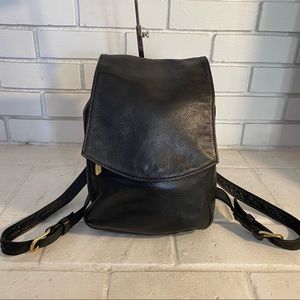 Black Leather Women's Backpack